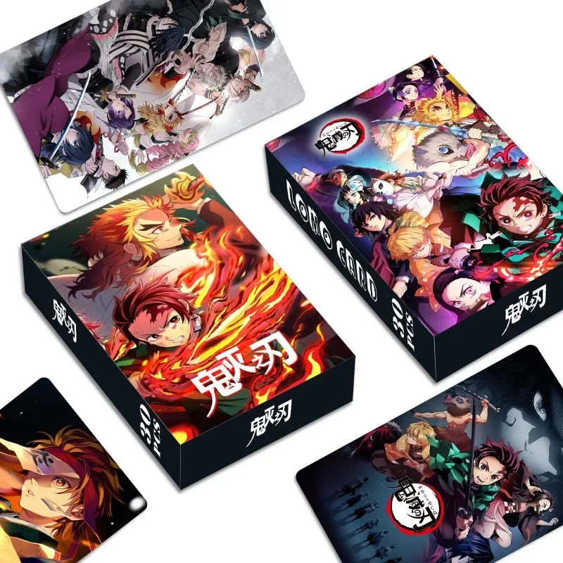 30Pcs Demon Slayer  Cards Anime Peripheral Picture Cards  Collectible Card Birthday Gift for Fans Greeting card bookmark