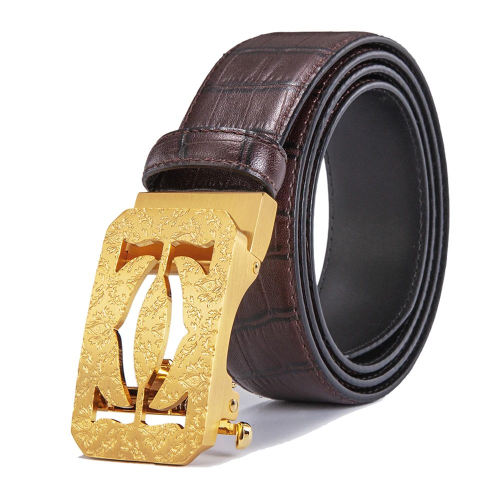 

Ciartuar Leather Belt Men High Quality Genuine Leather Belts Automatic Buckle Mens Belt Luxury Designer Gold Metal Waist Belt