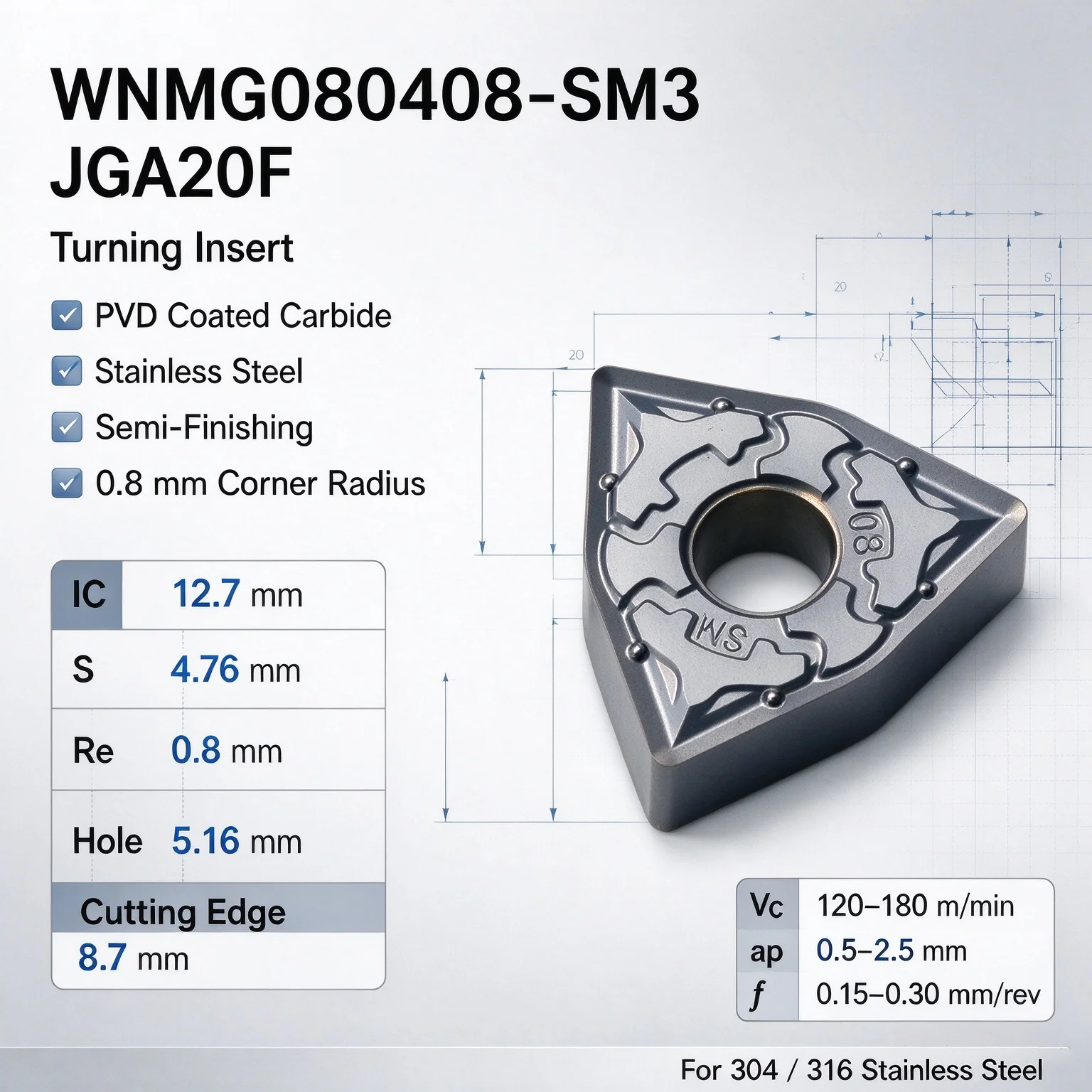 WNMG080404 WNMG080408 WNMG080412 JGA10A JGA20F Carbide Insert WNMG431.WNMG432 WNMG433 WNMG Inserts