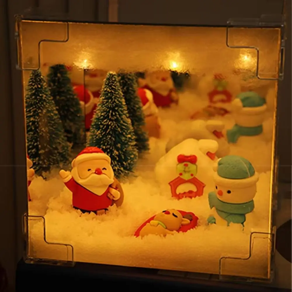 Luz de noche de Navidad DIY, cubo hecho a mano USB, decoración de escritorio, cubo espacial 3D, luz nocturna de Ambiente de Navidad