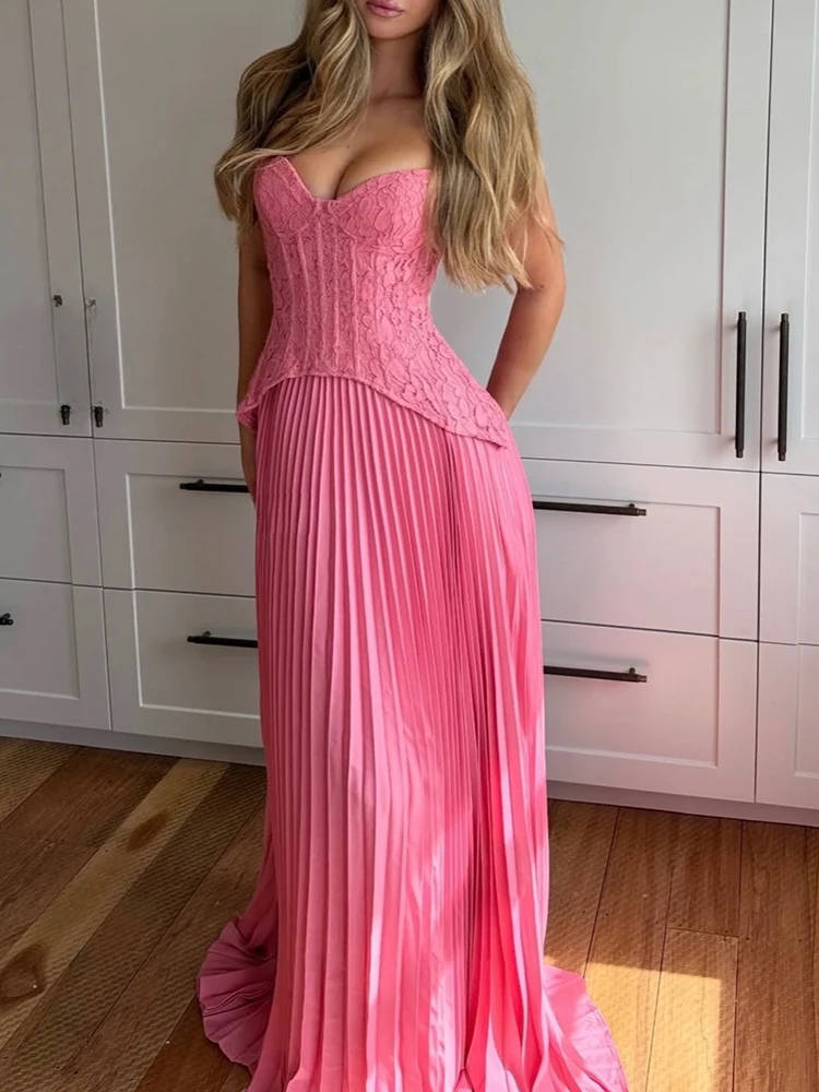

Halter Lacing Up Elegant Party Dress, Women Spring Summer Sleeveless Chic Holiday Dress, 2026 Sexy Backless Ladies Maxi Dresses