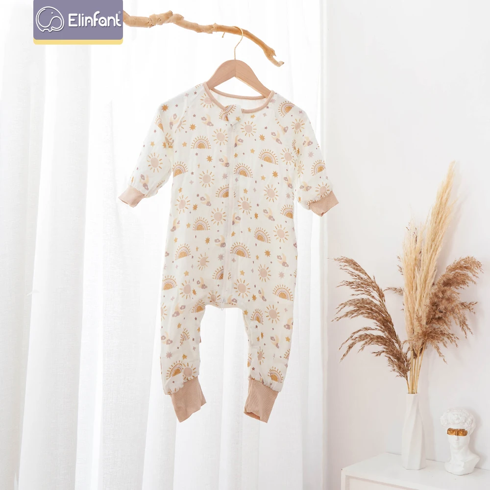 

Elinfant 4 Layers Muslin Front Soft Breathable Summer Bamboo Fiber Sleeping Bag 4 Layers Muslin Back Split-legged Sleepsacks