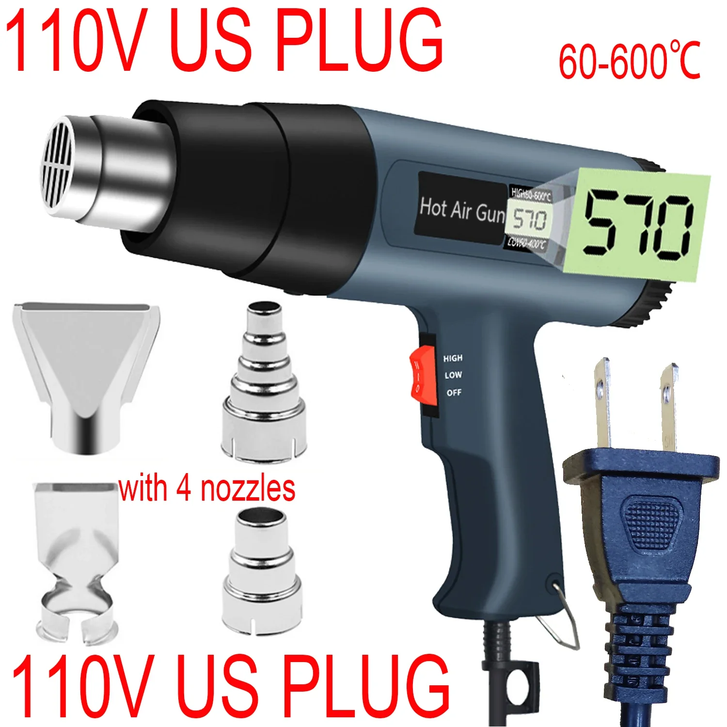 220V EU / 110V US-Stecker Seite LCD-Display Heißluft pistole Thermo gebläse Heißluft pistole Luft trockner zum Löten profession eller Elektro werkzeuge