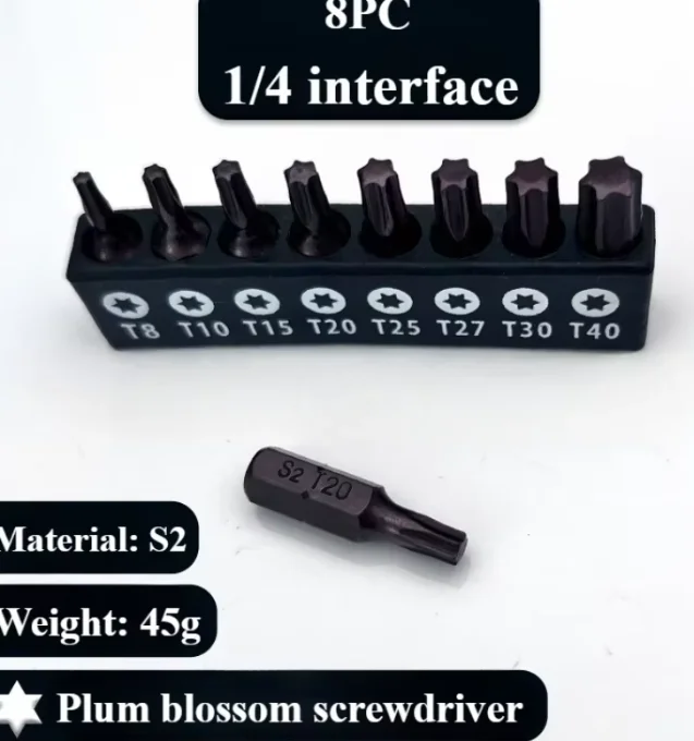 14PCS T5-T40 Torx Screwdriver Bit 1/4" Hex Shank 25mm Star Head Hex Security Screw Driver Bits view 6
