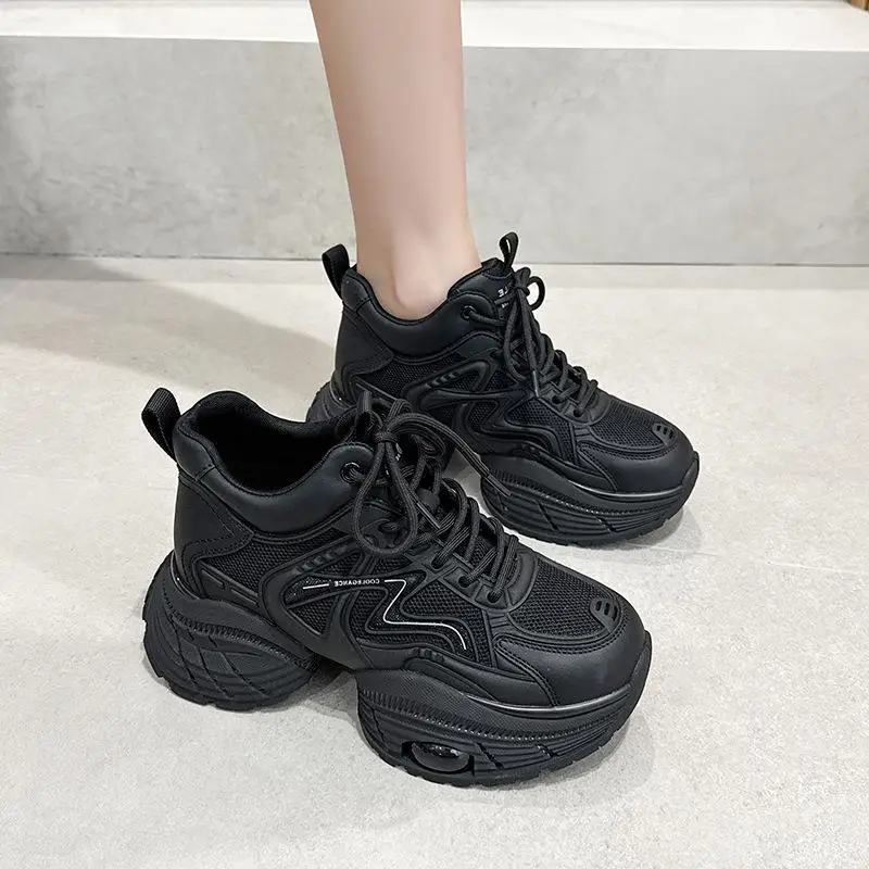 

Thick Bottom High Top Shoes Lightweight Dad Shoes Fleece Lined Retro Sports Casual Leather Inner Synthetic Upgraded Version