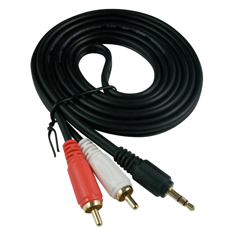 3.5mm Jack Aux do 2 RCA kabel audio-wideo Stereo Y kabel splittera AV Adapter 2RCA przewód do PC TV DVD VCR głośniki kamera 1m