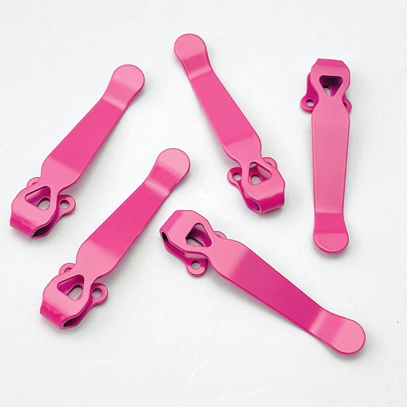 Clip trasero de aleación de titanio rosa para cuchillo mariposa 551, accesorios de bricolaje, cuchillo de bolsillo plegable personalizado, herramienta de Clip trasero 710, 1 unidad