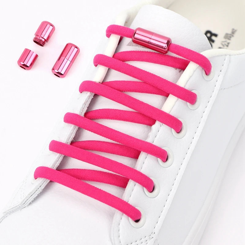 Aluminum Capsule lock Shoelaces Without Ties Elastic Laces Sneaker for Men Women Sport Shoes Quick Semicircle Shoelace Lazy Lace