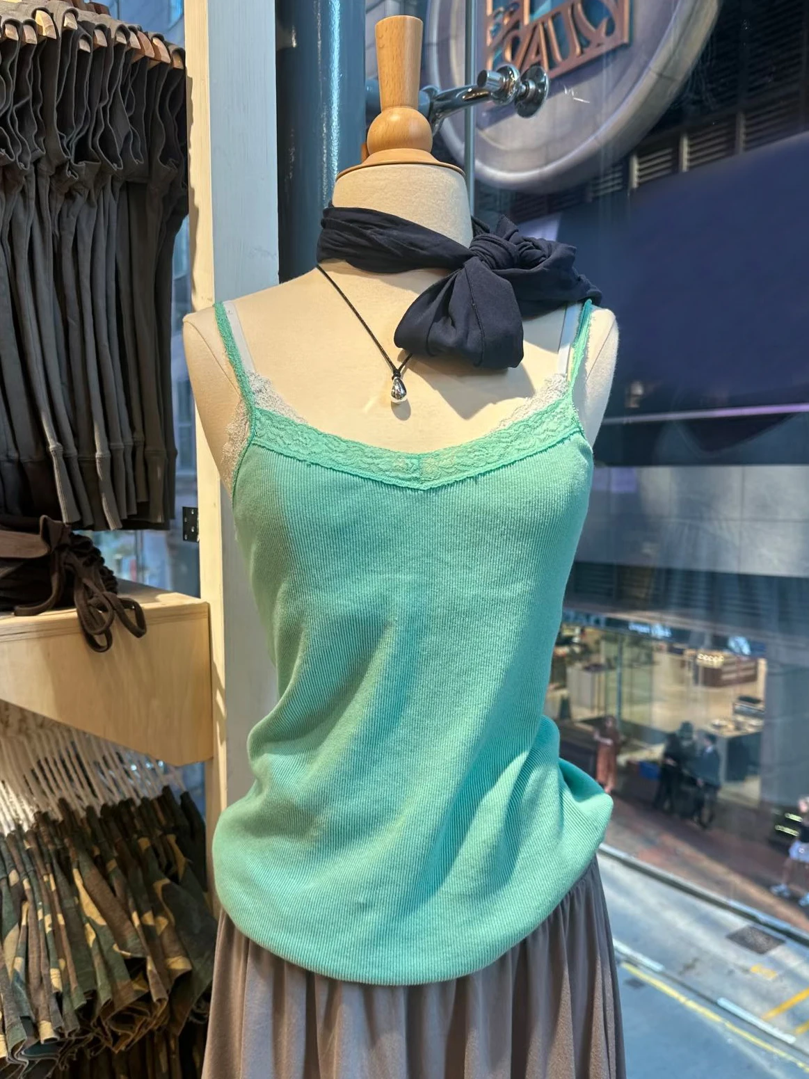 New Green Ribbed Slim Basic Tank Top for Woman Summer  Lace Trim V-neck Cotton Camisole Female Casual Simple All-match Vest Y2k
