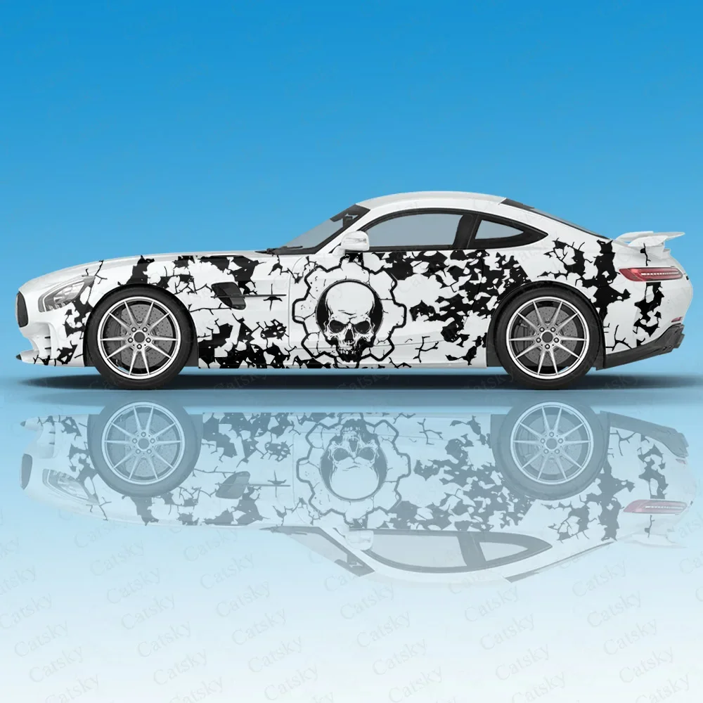 

skull camouflage Car stickers ita car tuning racing vinyl decal wrap side graphics car door sticker side decal sticker