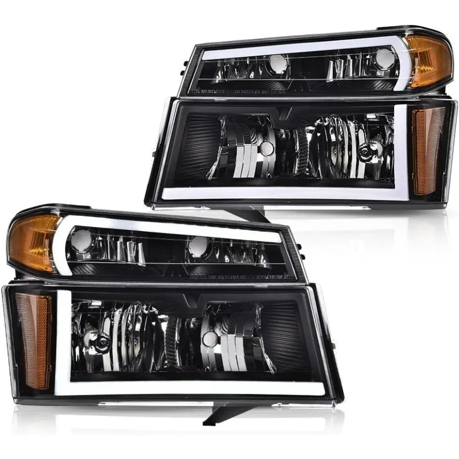 

LED DRL Headlights Compatible with 2004-2012 GMC Canyon/Chevy Colorado Headlights Assembly Bumper Lights 4pcs