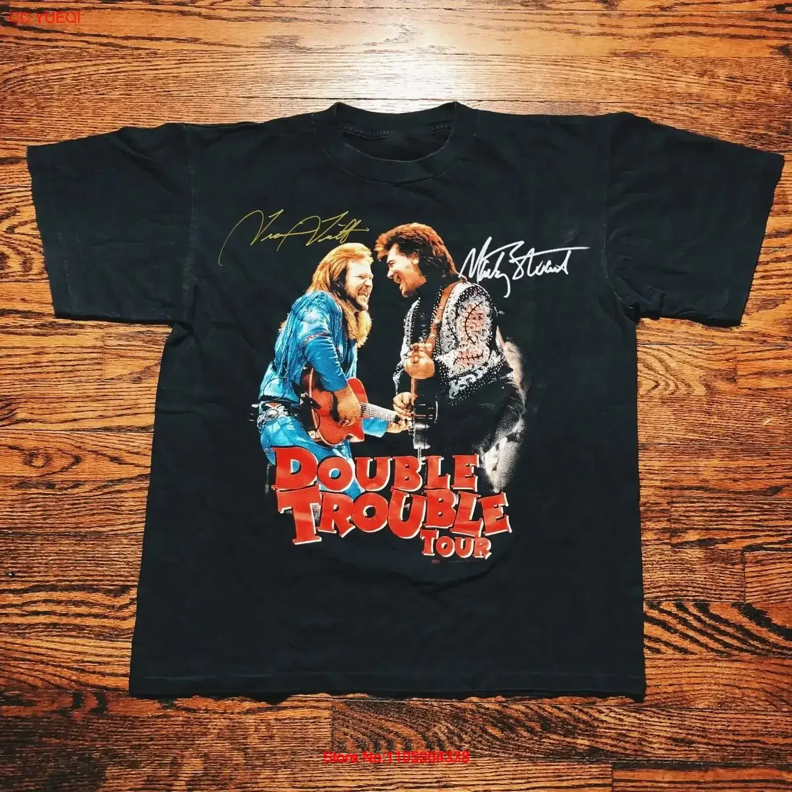 

Vintage 1996 Travis Tritt Marty Stuart Cotton Black All Size T Shirt MC016 Washed graphic designer clothes homme Soft vintage