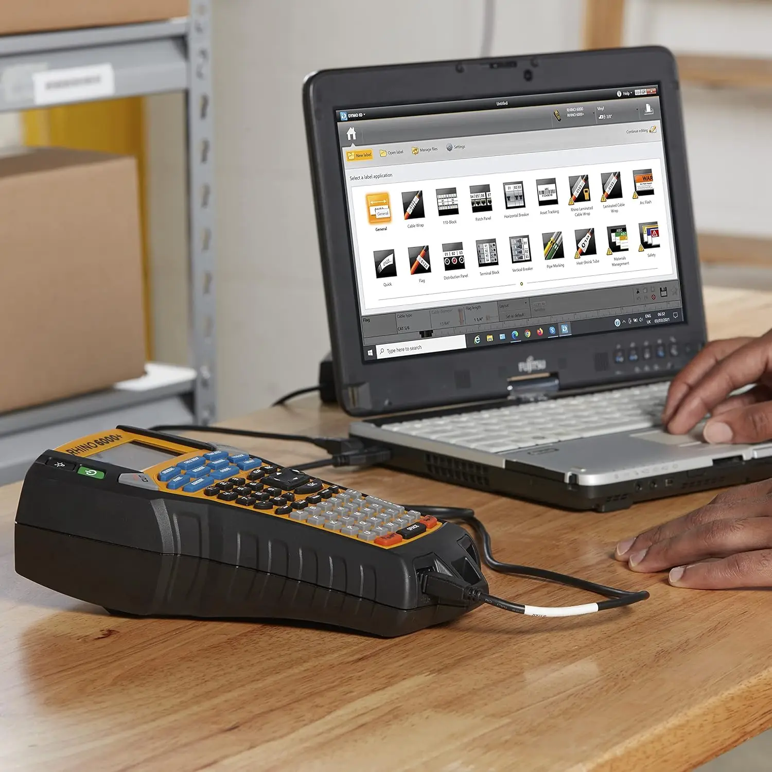 Heavy-Duty Labeling Job DYMO Rhino 6000 Industrial Label Maker Computer Connected Durable Thermal Label Print W/ Hard Carry Case