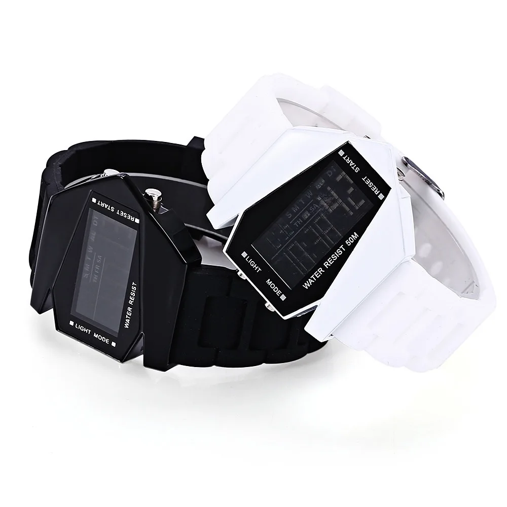 Waterproof Multifunctional Aircraft Watch Men's Black Technology Timing Stopwatch Alarm Clock Junior High School Student K-Style Luminous Electronic Watch