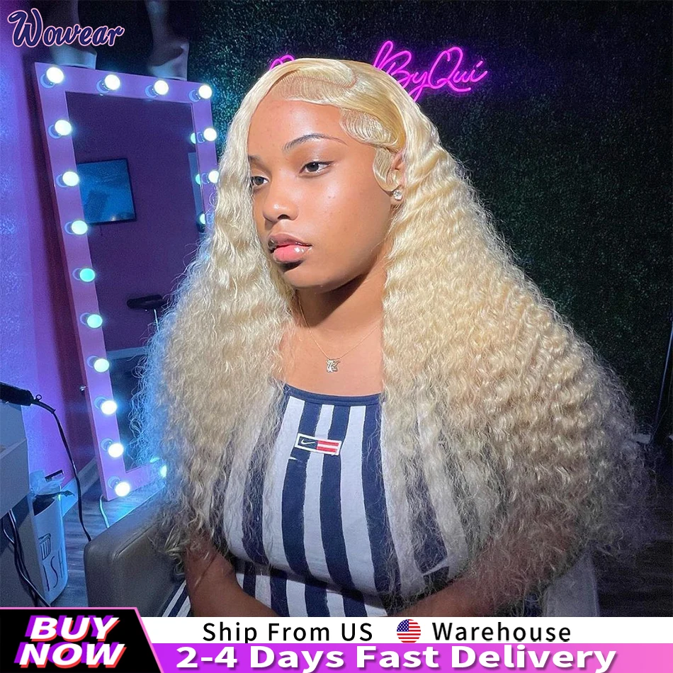 13x6 HD Lace Frontal Wig 613 Blonde Wigs 13x4 Lace Human Hair Wigs Deep Wave Wigs Brazilian Hair Curly Human Hair Wig For Women