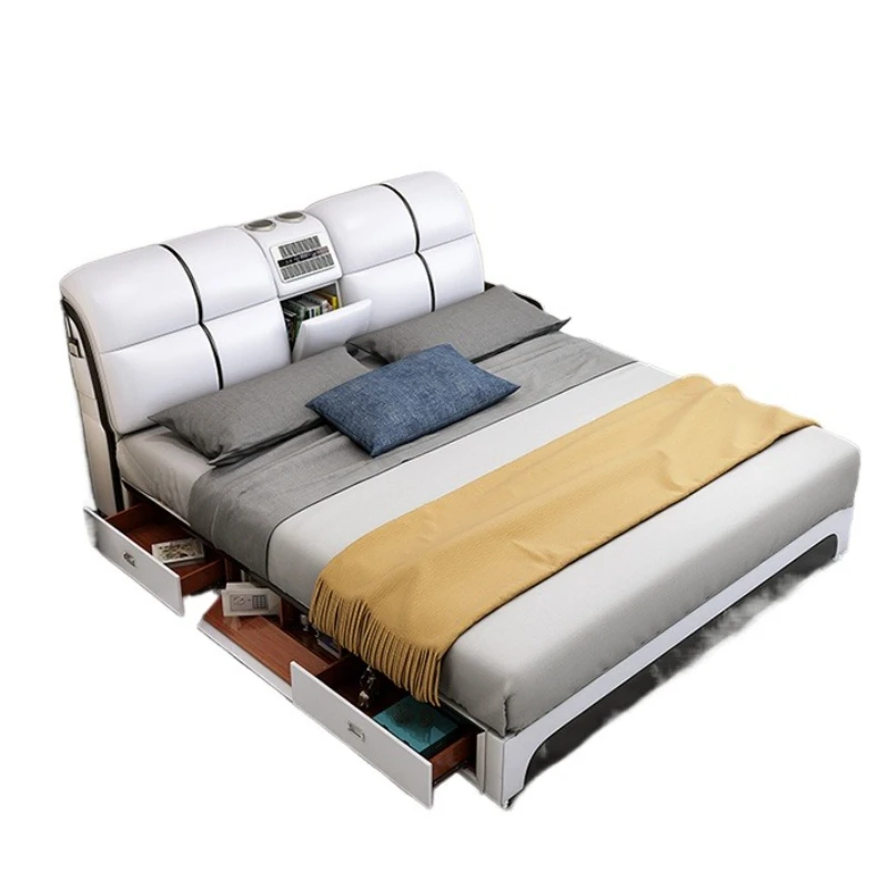 Smart Leather Bed Speaker Air Purification Device Projector Soft Bed Deluxe Multifunctional Bed