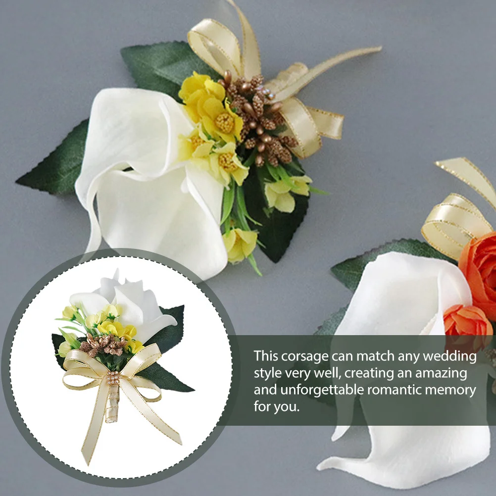 

Simulation Flower Corsage Wedding Supplies Bridesmaid Brooch Classic Boutonniere Exquisite Feel Romantic Memory