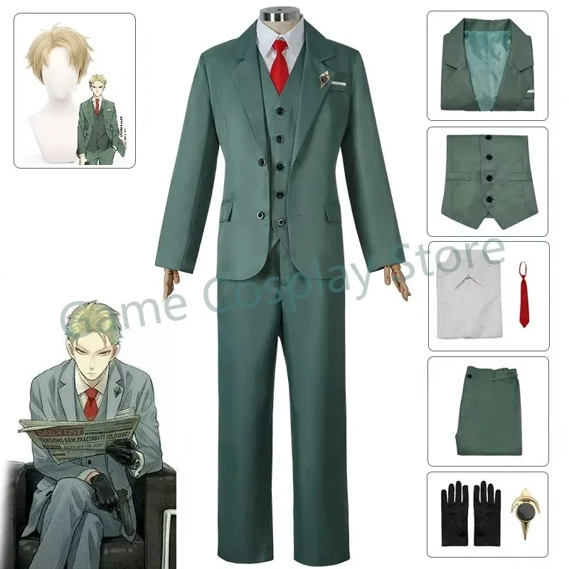 

Loid Forger Косплей Костюм Мужчины Аниме Костюм Светлый Парик Сумеречный Наряд Шляпа Хэллоуин Праздничная Одежда