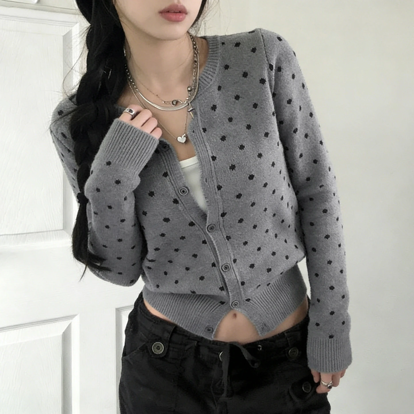 SUCHCUTE グランジ Y2K セーター レディース ド - Crop Cardigan Vintage のレビューと価格