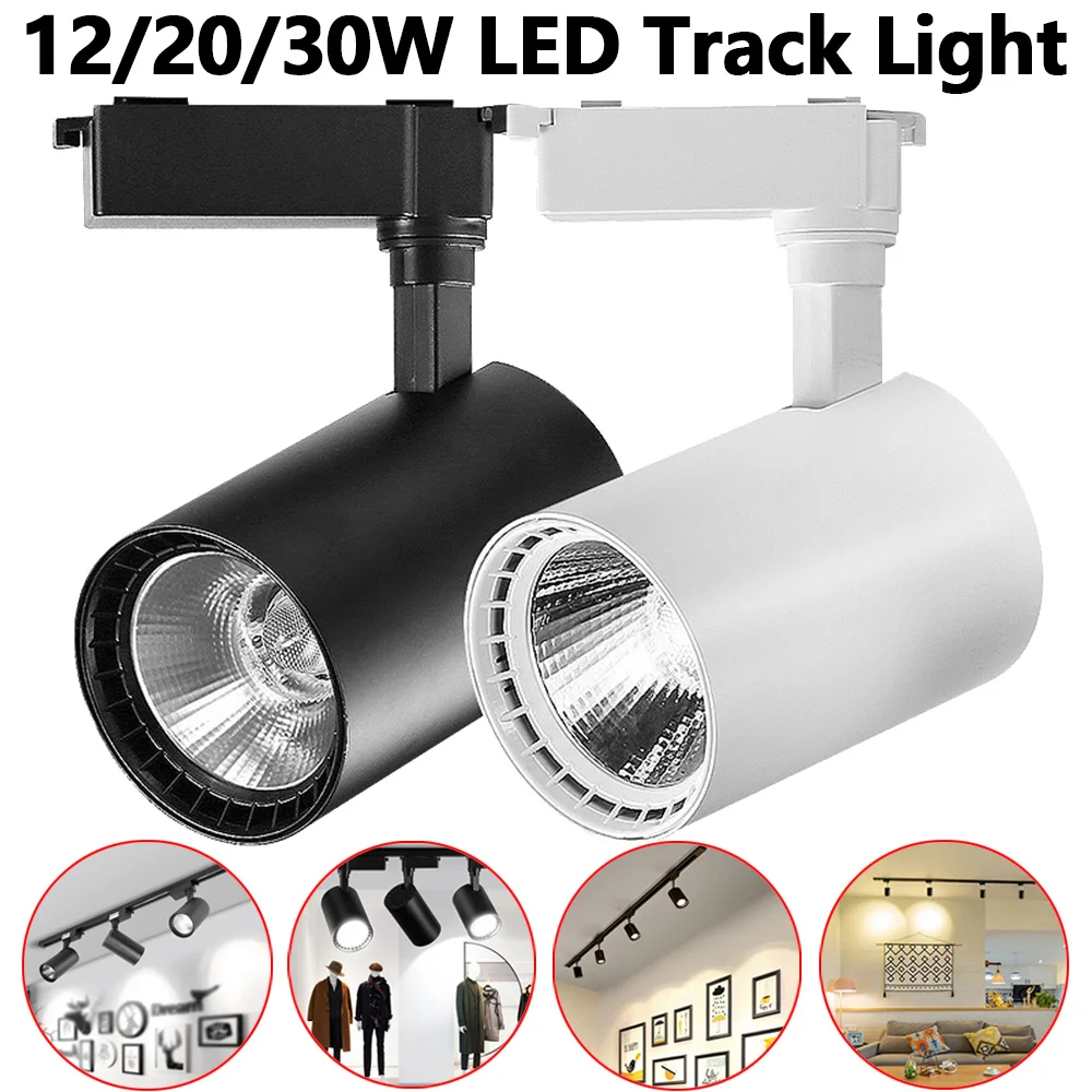 

LED Track Lights 12/20/30W COB Ceiling Lamp Rail Spot Lighting Full Set Track Light for Home Bedroom Clothing Store