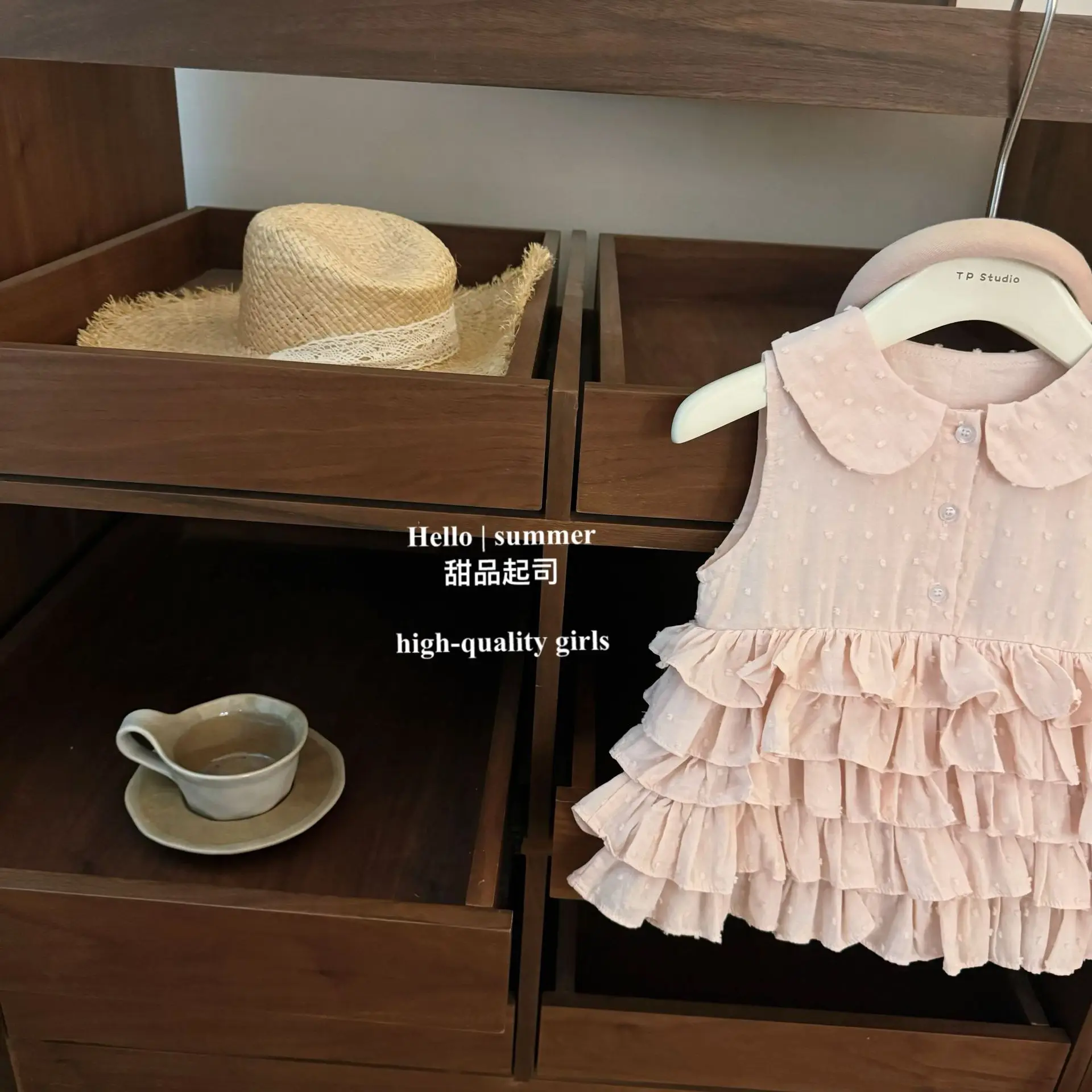 Baby Girl Jacquard Niche Design Cake Birthday Princess Dress 2026 Summer New Girls Cute Peter Pan Collar Vest Dress