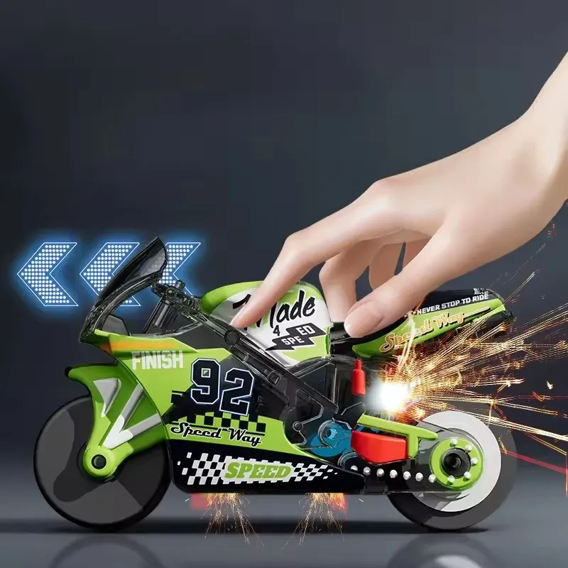 Motorcycle Racing Toy random color Mini Simulated Pull Back Locomotive Cool Special Effects Speedy Boys Racing Charm Gifts