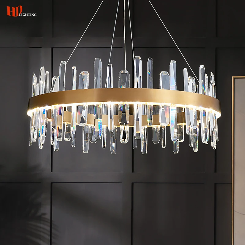 

Modern Indoor Lighting LED Dining Living Room Golden Chandeliers Villa Hotel Lobby Crystal Kitchen Bedroom Home Decor Fixtures