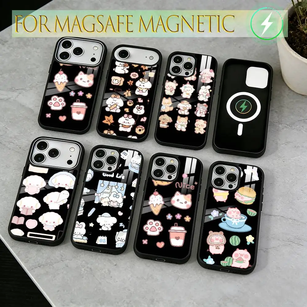 

cute Phone Case For iPhone17,16,15,14,13,12,11 Plus,Pro Magnetic with Magsafe Wireless Charging