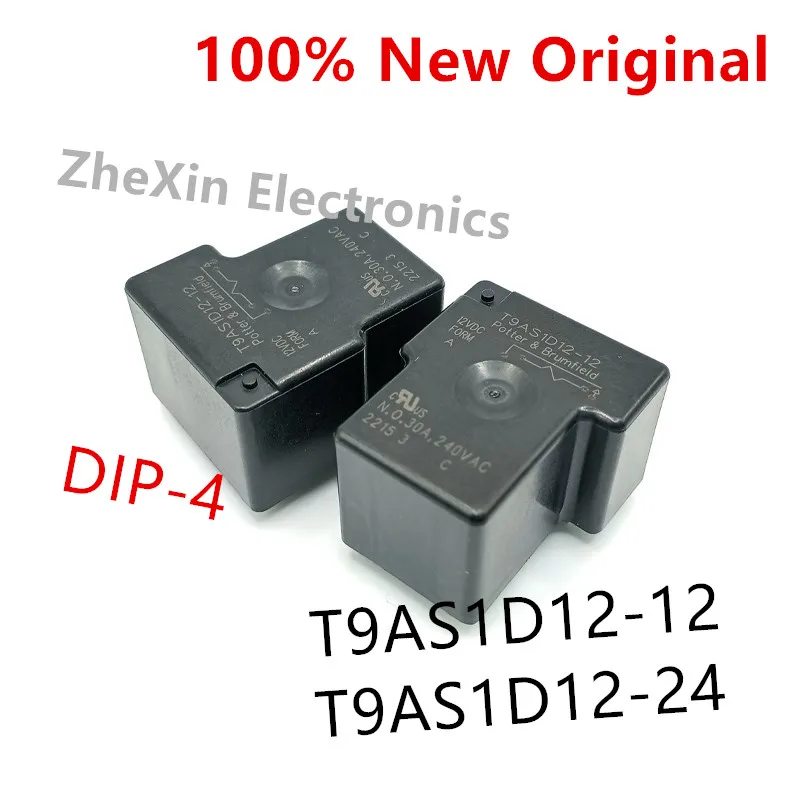 5PCS/Lot   T9AS1D12-24 、T9AS1D12-12  DIP-4  New Original Power Relay  SPST 30A   24VDC  1-1393210-8 、1-1393210-3