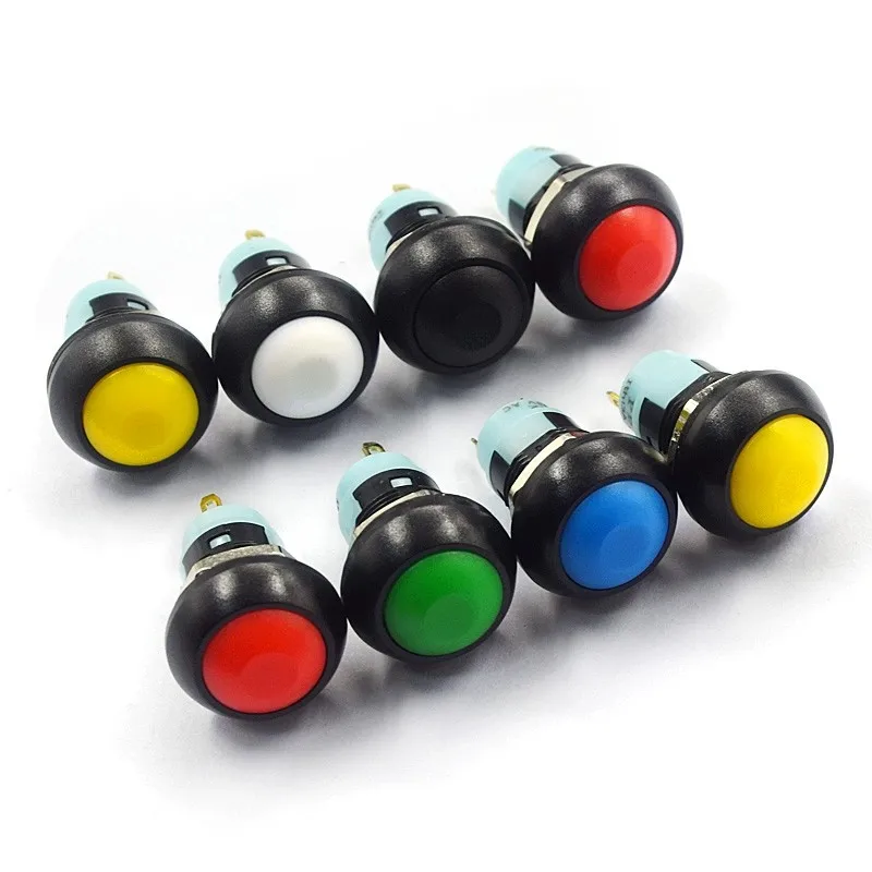 5pcs 12MM PBS-33B PBS-33A Self-Resetting/Locking Small Waterproof Self-Resetting Button Switch, Round