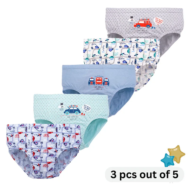 3-Pack Boys Triangle Underwear Cotton Briefs For School Kids Cars Bus Patterns Cartoon Children Panties Washable Breathable Soft - view 5
