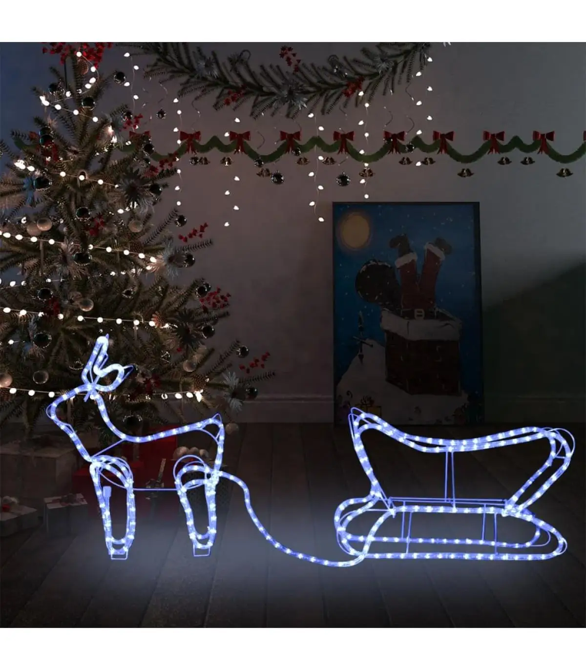 Christmas Lights Christmas garden decoration reindeer and sleigh 252 LEDs