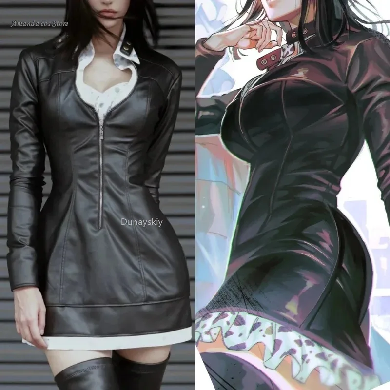 

CyAnime Nico Robin Cosplay Costume Miss Allsunday Black PU Uniform Dress Adult Woman Sexy Kawaii Carnival Halloween Suit