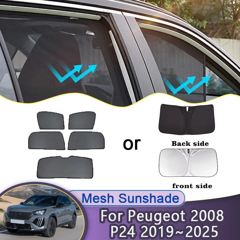 

Солнцезащитные сетчатые шторки для автомобиля Peugeot 2008 2024, аксессуары P24 2019~2025, магнитные солнцезащитные экраны на окна, солнцезащитный козырек, шторка для конфиденциальности, затенение