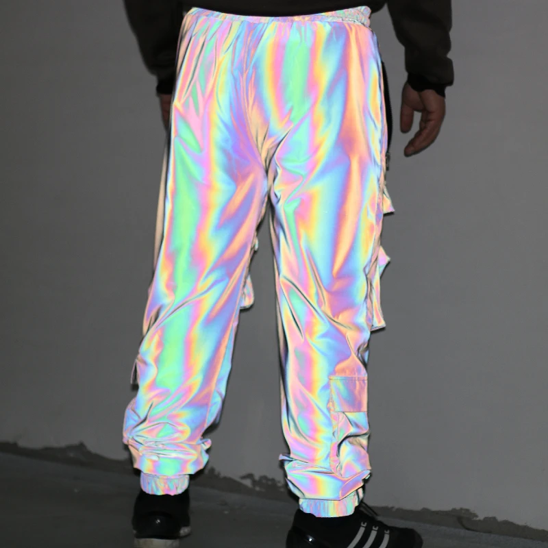 Multifunction Tactics Colorful Reflective Pants Men Overalls Multi-pocket Outdoor Sports Cycling Motorcycle Road Safety Trousers