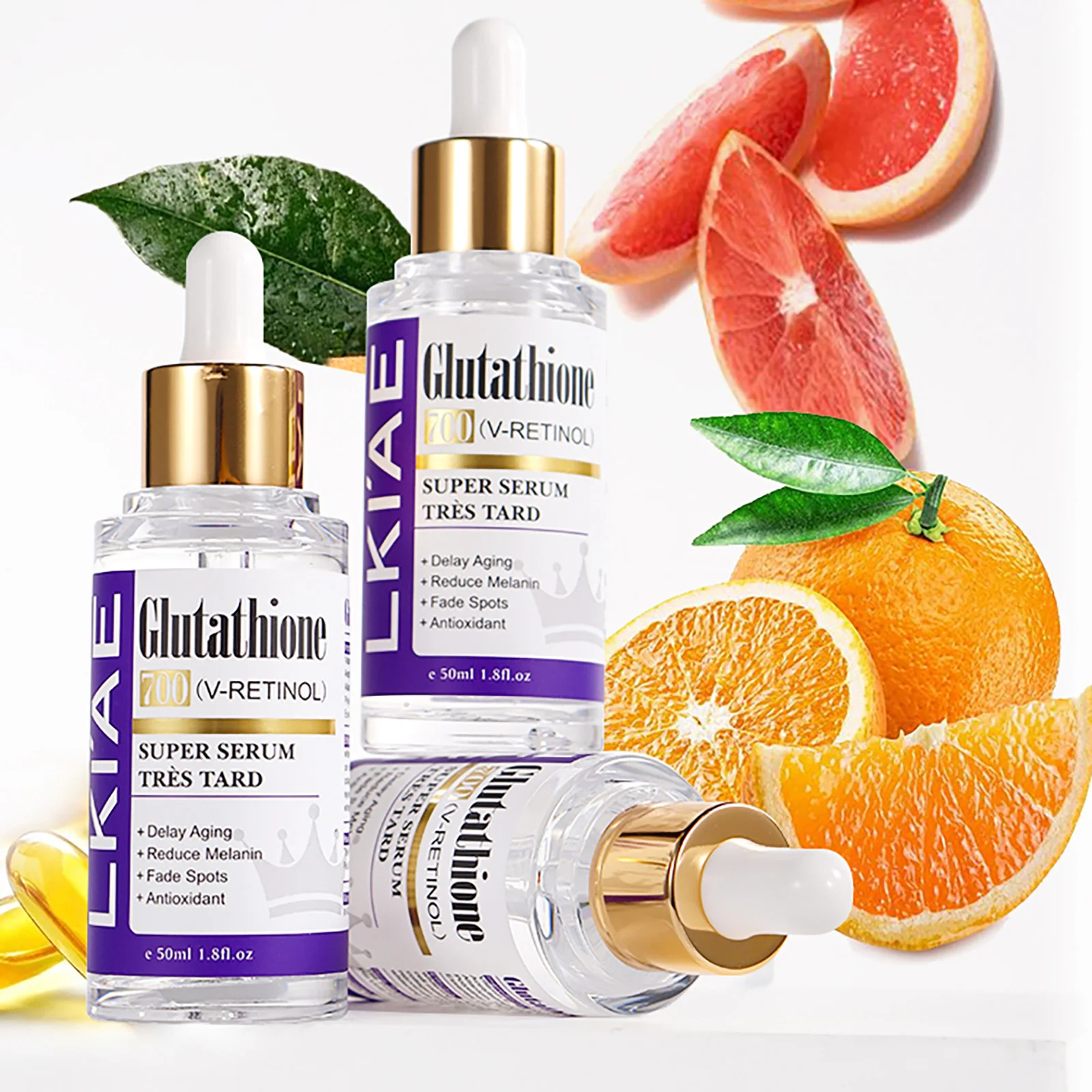 LKIAE Glutathion Whitening Gesichtsserum, entfernt Melanin, dunkle Flecken, Chloasma, mit Retinol, Niacinamid, für alle Hauttypen – Detail 4