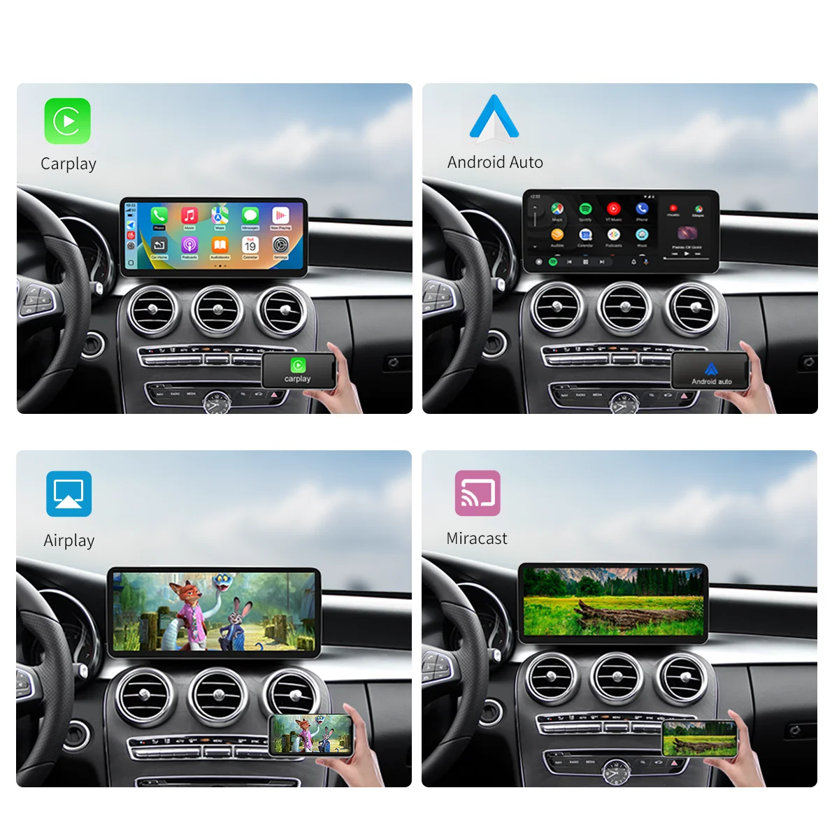 2400*900 12.3“ Wireless CarPlay Android Auto Touchscree Car Radio Multimedia For Mercedes-Benz W205 X253 GLC C Class Coupe 2015-2018