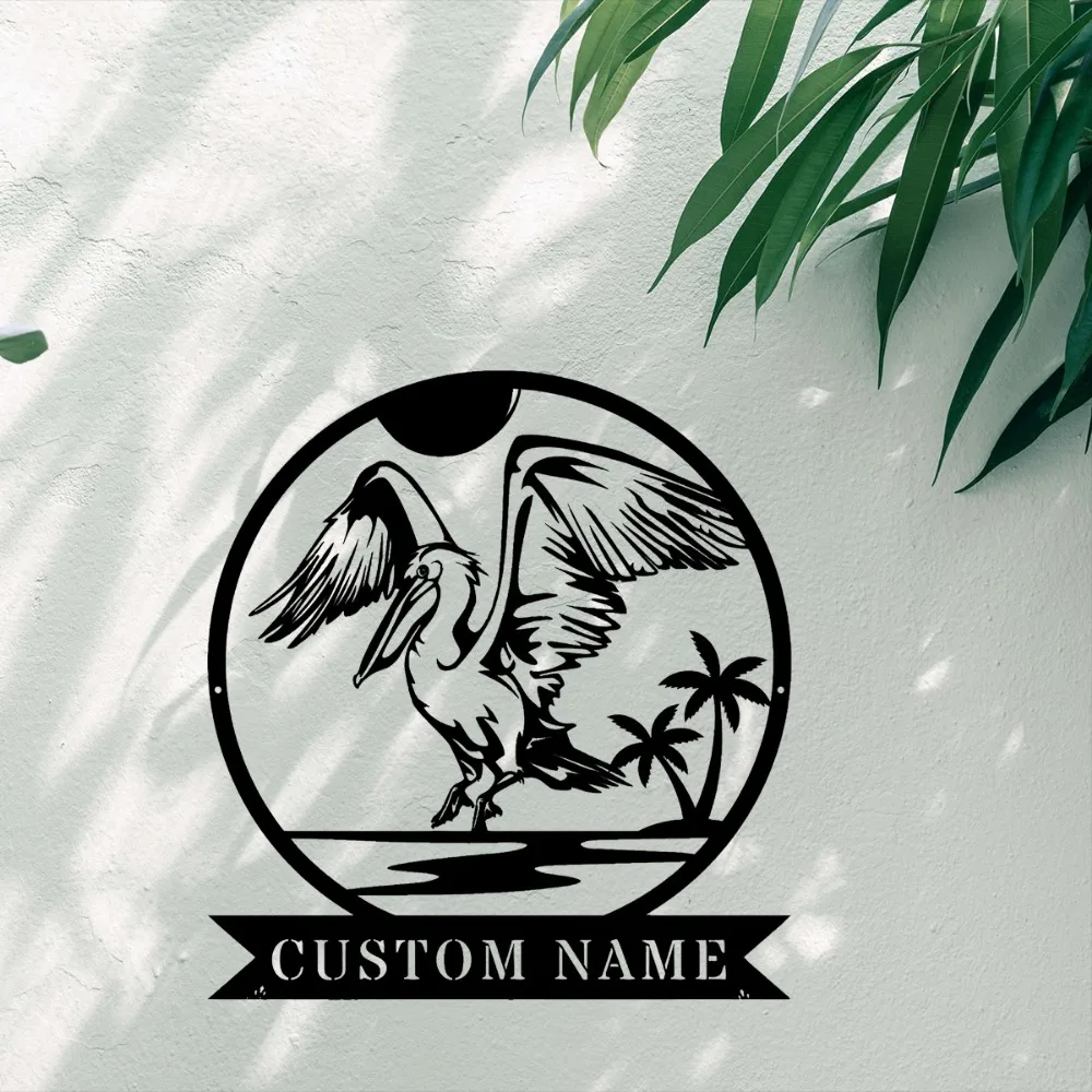 

Holiday Birthday Gifts Galore: Exclusive Customizable Metal Sign Personalized Pelican Shape Matte Finish for Reusable Wall Decor