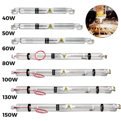 VEVOR Laser Tube 40W 50W 60W 80W 100W 130W 150W, 700mm to 1830mm Length, Glass 80mm Dia Long Service Life for Laser Machine