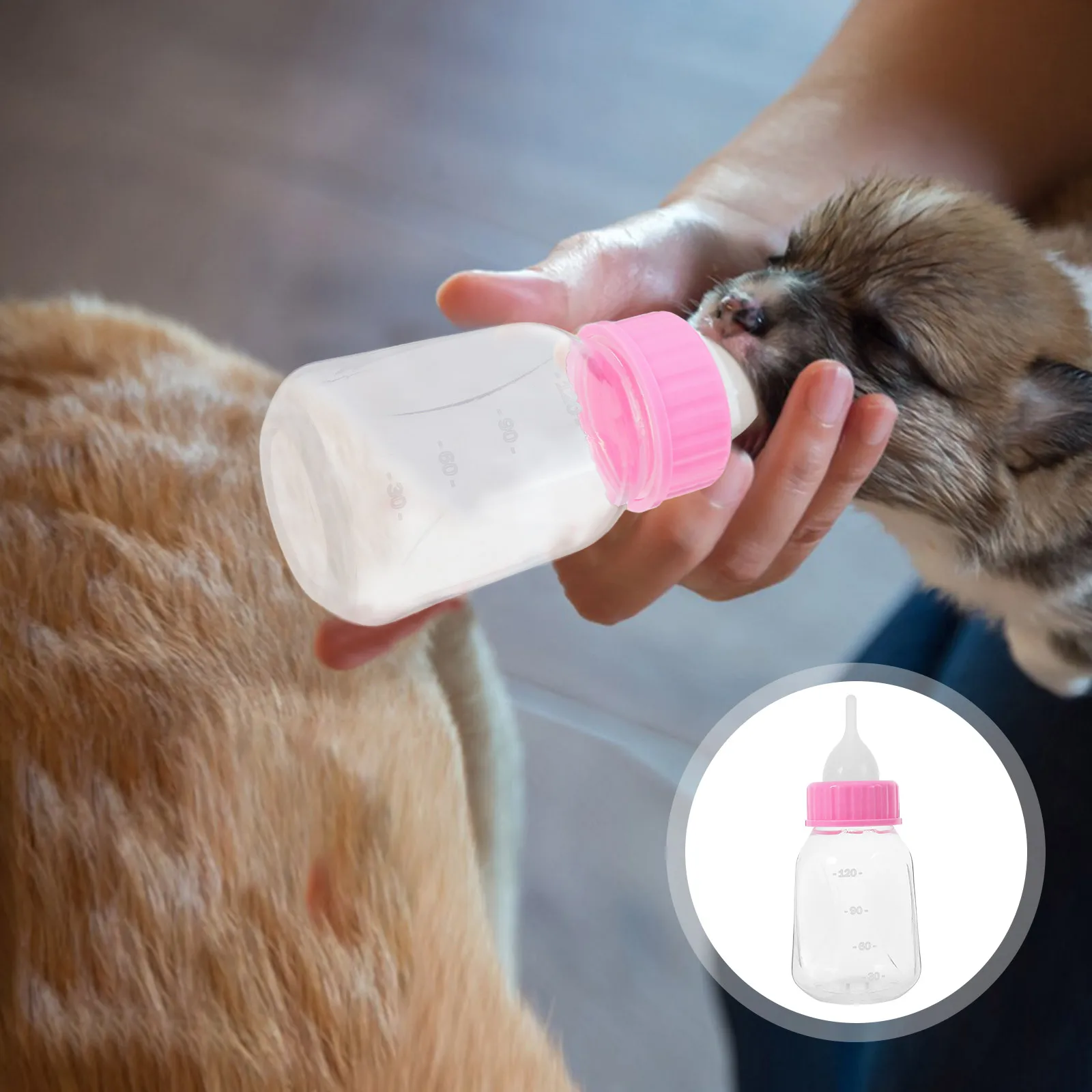 

Pet Nursing Bottle 120ml Puppy Kitten Feeder Soft Silicone Nipple Transparent Lightweight Durable Dog Cat Supplies Pink