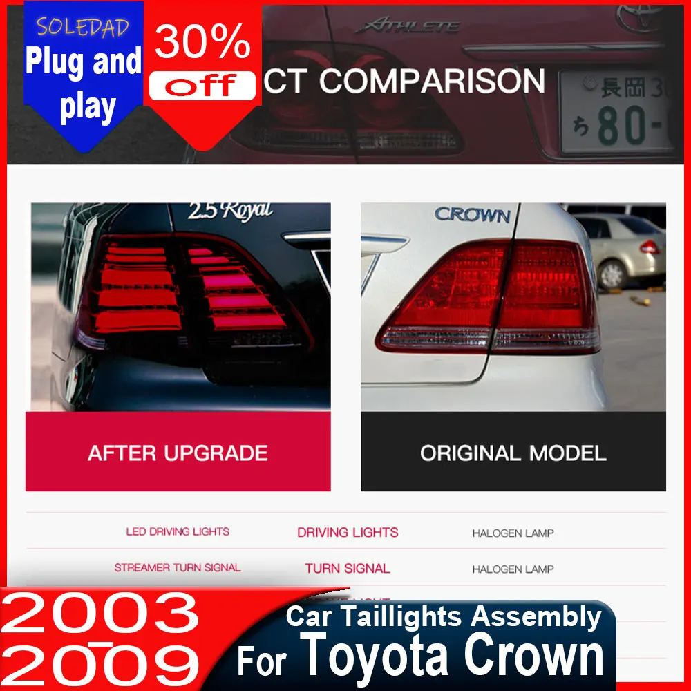 

2pcs For Toyota CROWN 2003 2004 2005 2006 2007 20008 2009 Tail Lamp Dynamic Turn Signal Light Tail Lamp Assembly