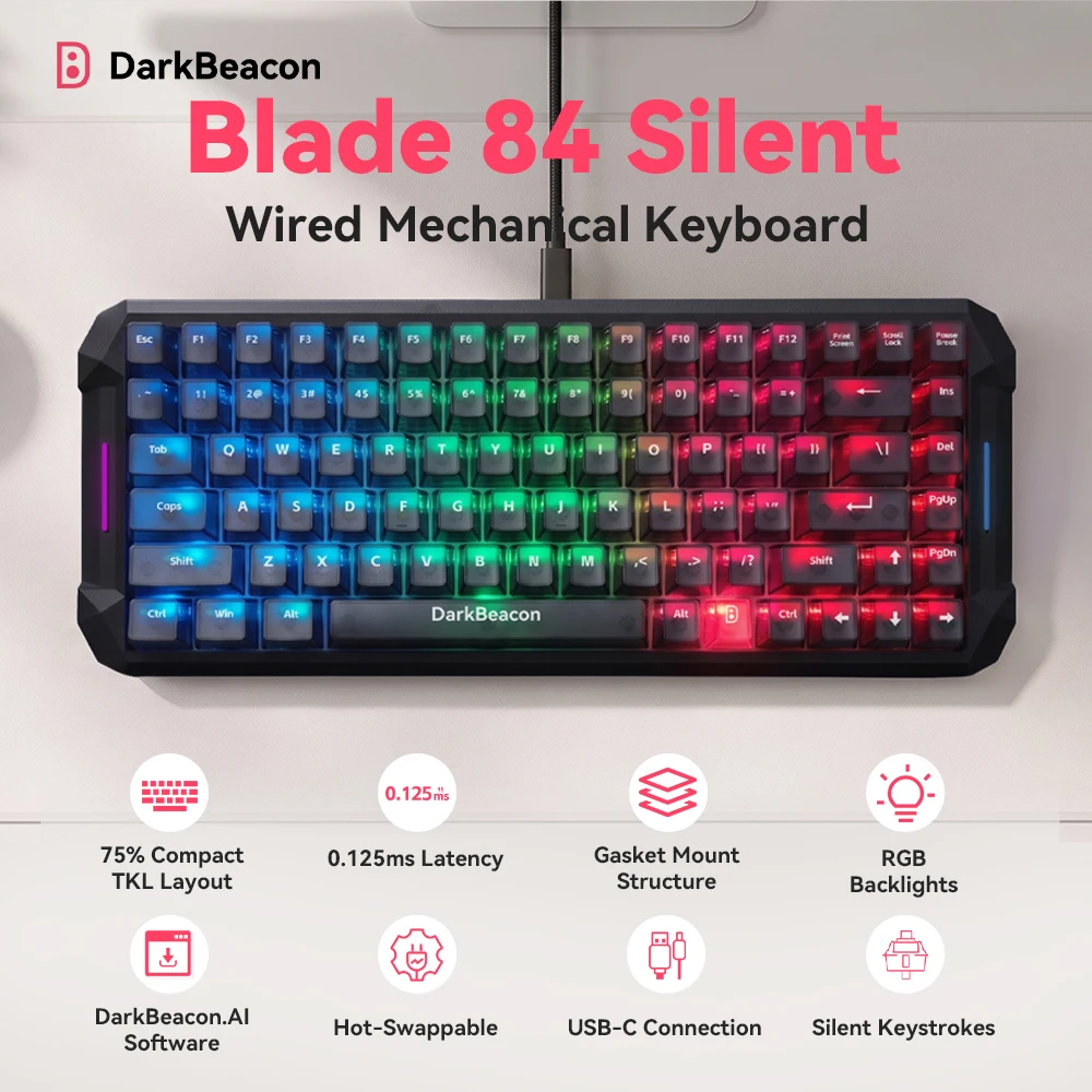 Gaming Console Uk - DarkBeacon 84 Key Silent Mechanical Keyboard