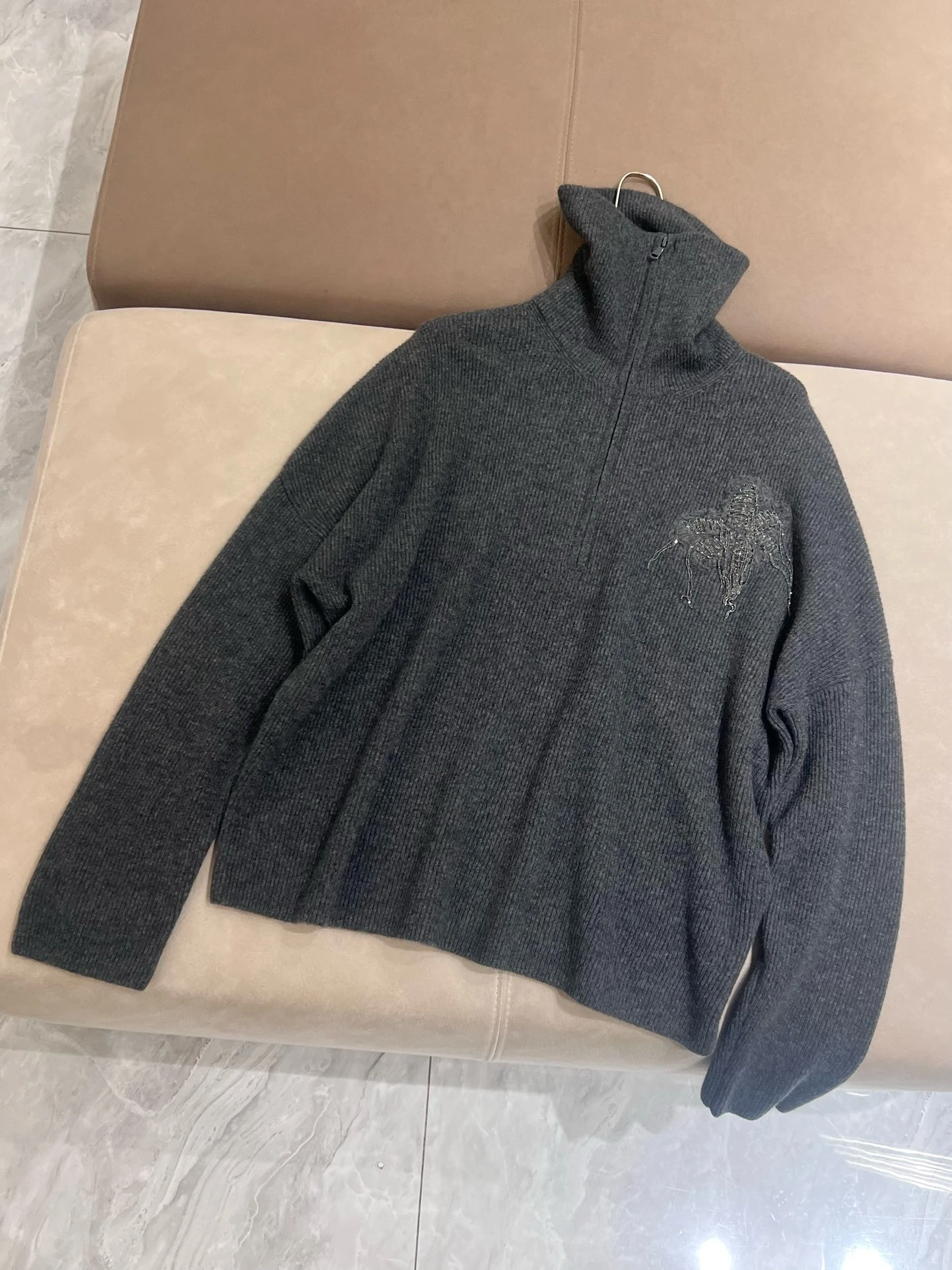 Bequemer f-Reißverschluss Camere Strickwaren Damen Pullover Pullover Faionable Casual Long Sve Netie Frühling Herbst Tragen