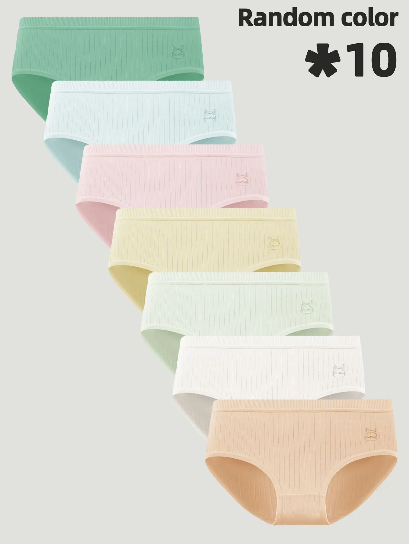 10-Pack Women's Comfortable Daily Triangle Underwear Sweet Cute Color Series Affordable Polyester Fabric Ladies Briefs