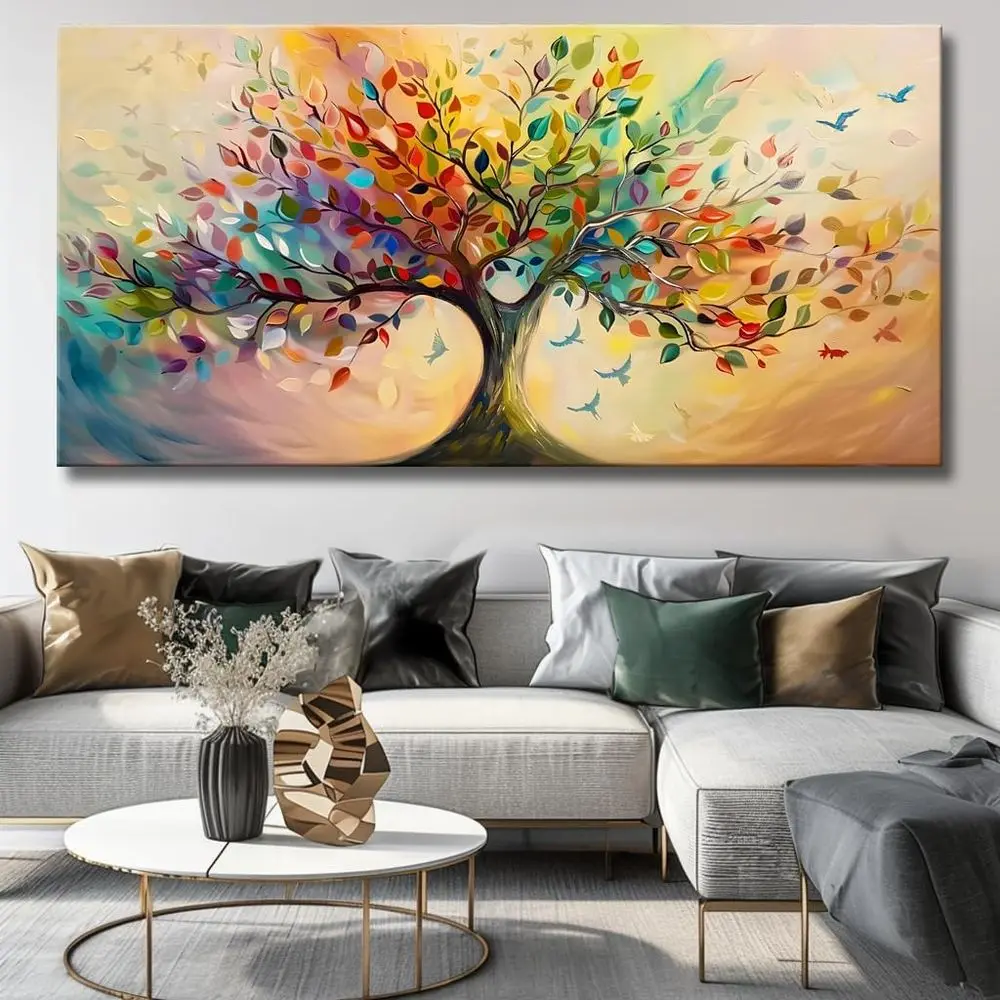 Colorful Tree of Life Canvas Art, Modern Decor for Living Spaces, 24x48