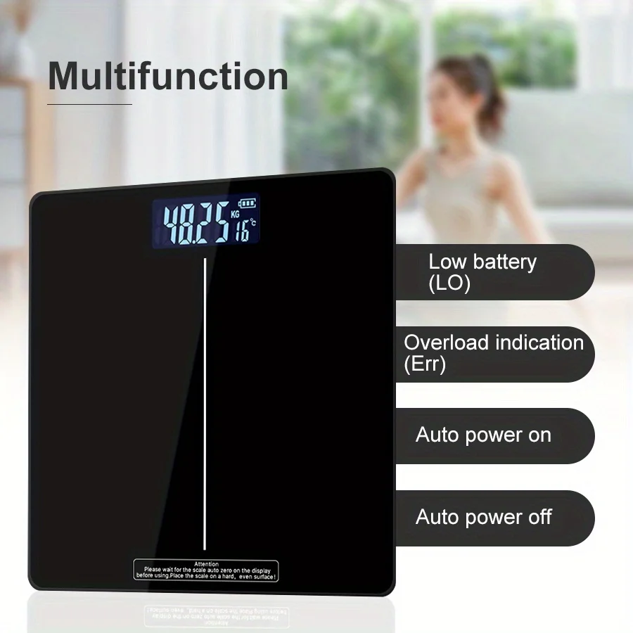 1PC Digital Bathroom Scale, Highly Accurate Body Weight Scale With Lighted LED Display, Round Corner Design Weight Scale