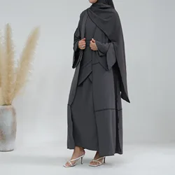 4-częściowy dopasowany zestaw dla kobiet Muzułmanin Dubaj Arabski Skromny strój Kimono Otwarty Abaya Maxi Sukienka Wrap Spódnica Ramadan Eid Party Kebaya Robe