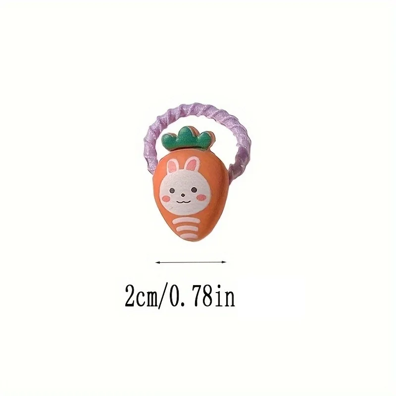 30-Pack Assorted Kids Threaded Hair Bands - 2cm Cartoon Fruit/Animal/Flower Hair Ties, Elastic Rubber & Soft Resin, Non-Slip - Image 6