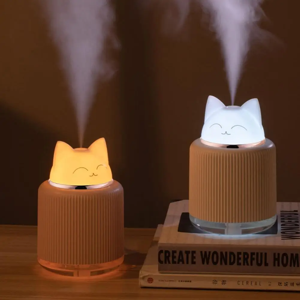 

Белый мини-мультяшный кот, световой увлажнитель воздуха, USB автомобильный кондиционер, офисный стол, увлажнитель воздуха, ночник