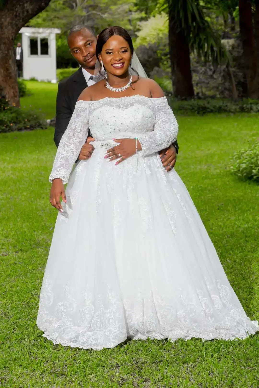 Vestido de casamento de renda africana plus size personalizado, mangas compridas, feito sob encomenda